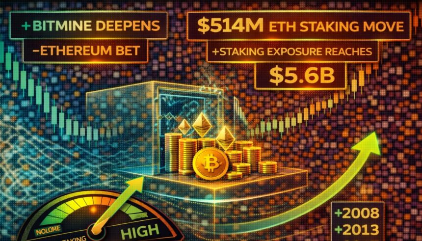 Bitmine Deepens Ethereum Bet With $514M ETH Staking Move – Staking Exposure Reaches $5.6B