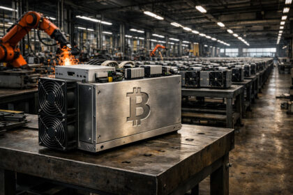Bitcoin mining rigs assembled in a US factory, reflecting Washington’s push for domestic hardware to power American hash rate