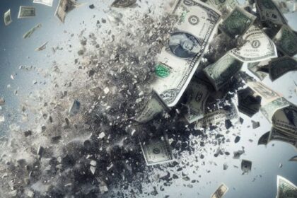 Una lluvia de billetes de dólar pulverizados.