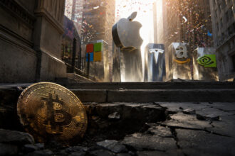 Bitcoin lagging behind surging tech giants as the S&P 500 reaches another all-time high on Wall Street